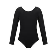 Gpaecead Gymnastics Leotards For Girls 5-18 Years Ballet Dance Toddler Leotard Long Sleeve Bodysuit Black
